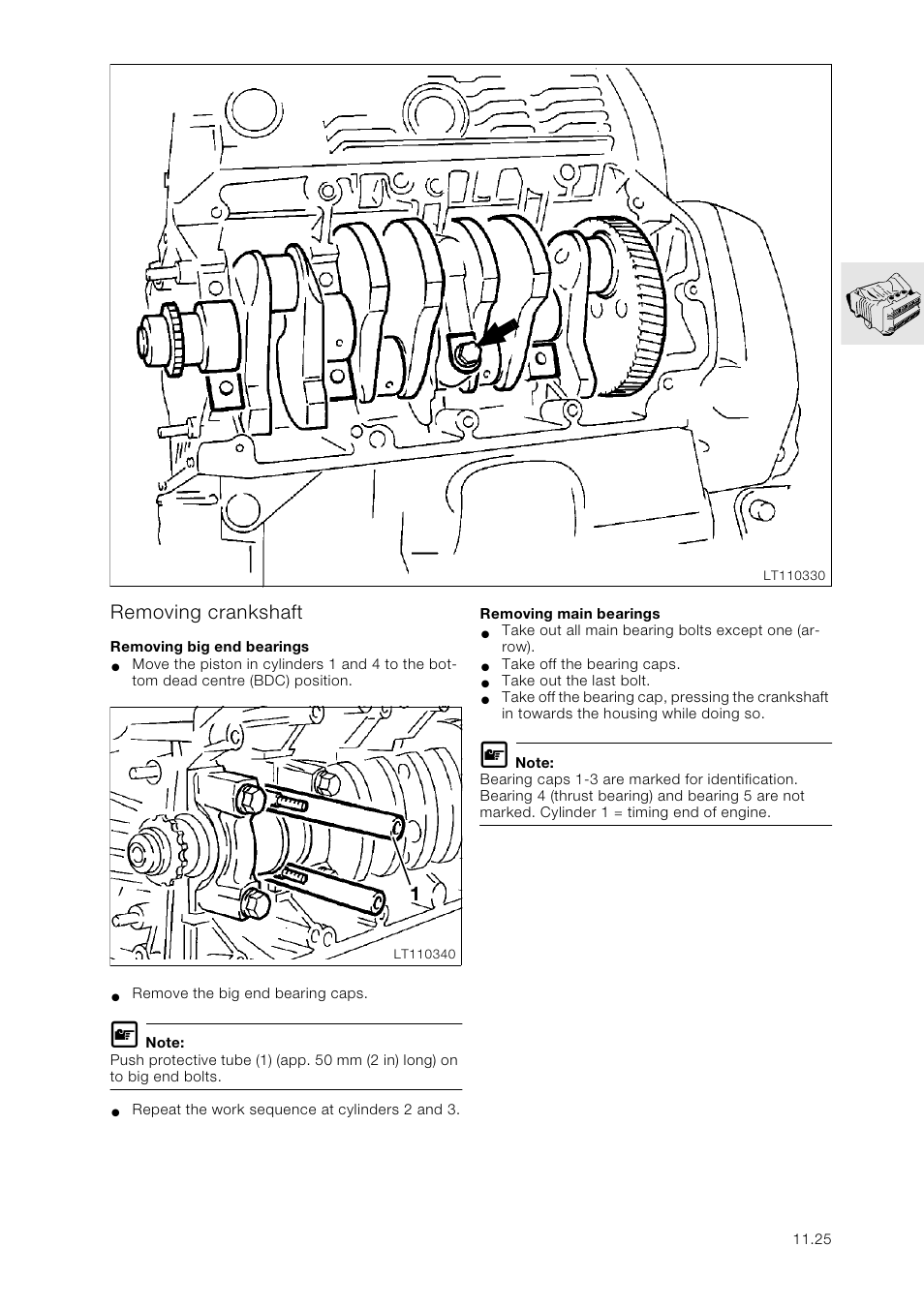 Removing crankshaft, Removing big end bearings, Removing main bearings | BMW K 1100 LT/RS User Manual | Page 59 / 364