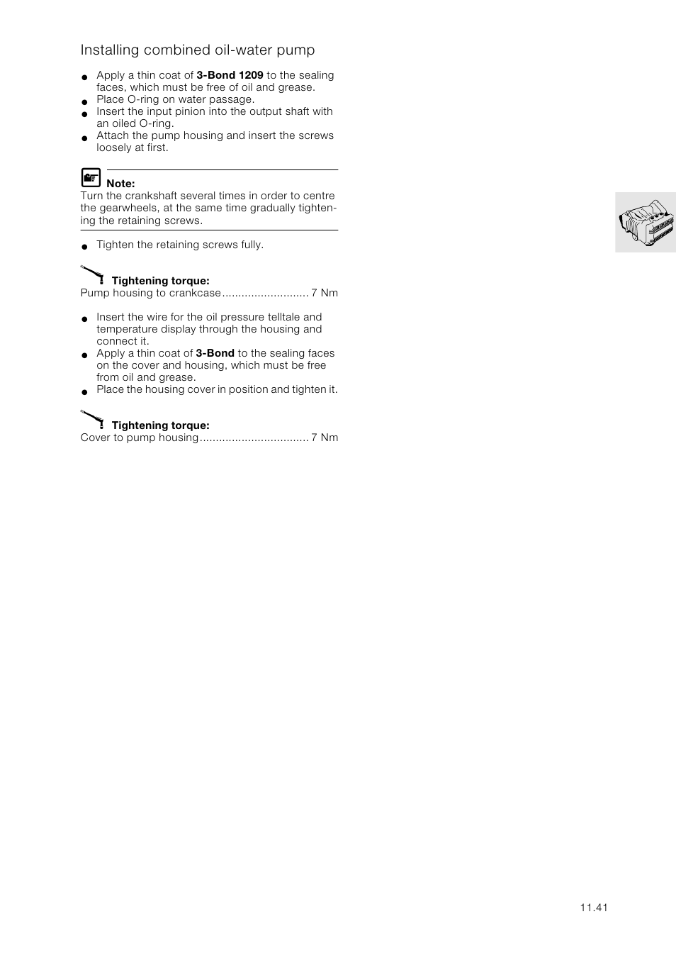 Installing combined oil-water pump | BMW K 1100 LT/RS User Manual | Page 75 / 364