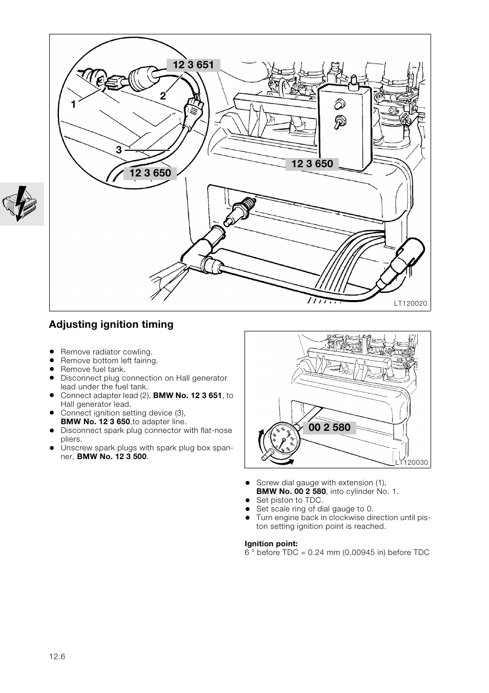 Adjusting ignition timing | BMW K 1100 LT/RS User Manual | Page 92 / 364