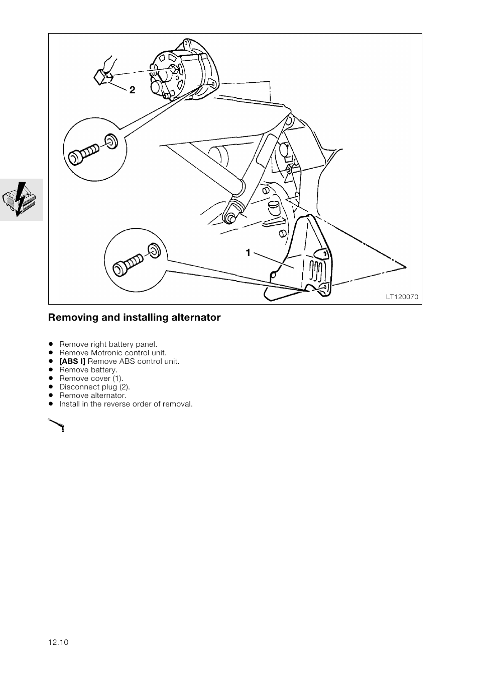 Removing and installing alternator | BMW K 1100 LT/RS User Manual | Page 96 / 364