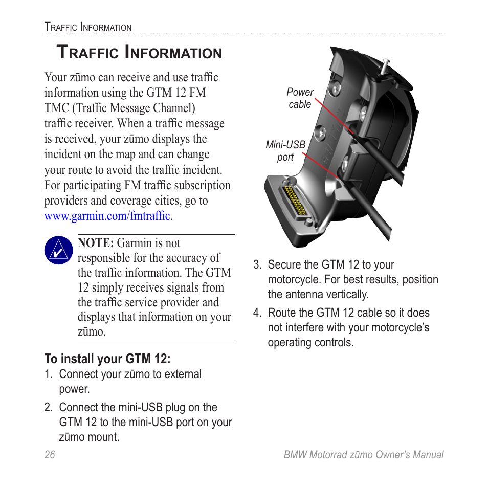 Traffic information | BMW zumo Motorrad zmo User Manual | Page 32 / 65