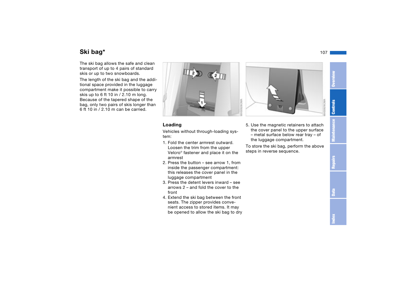 Ski bag | BMW 330XI User Manual | Page 107 / 166