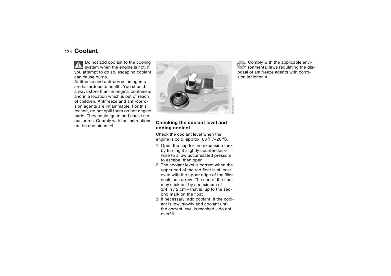 Coolant | BMW 330XI User Manual | Page 128 / 166