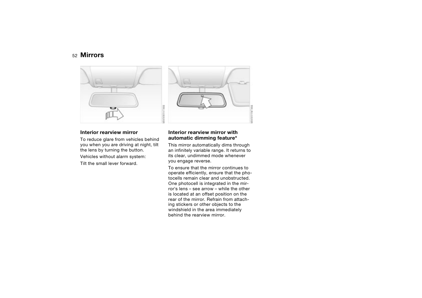 Mirrors | BMW 330XI User Manual | Page 52 / 166