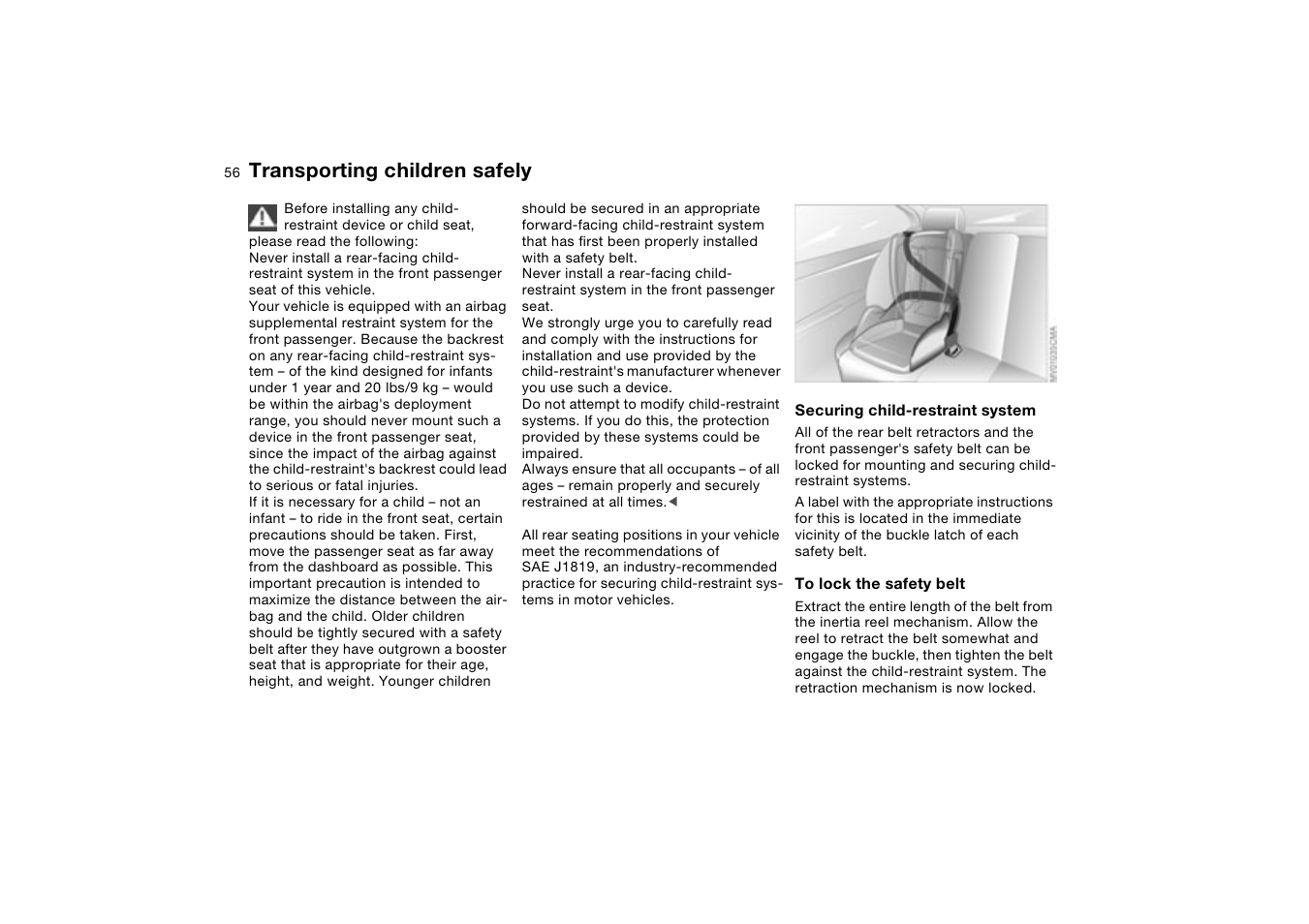 Transporting children safely | BMW 330XI User Manual | Page 56 / 166