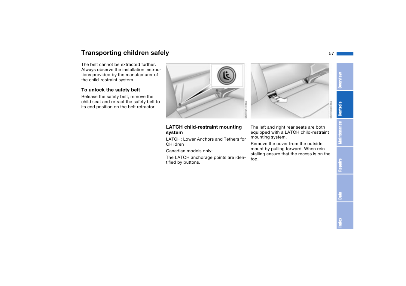 Transporting children safely | BMW 330XI User Manual | Page 57 / 166