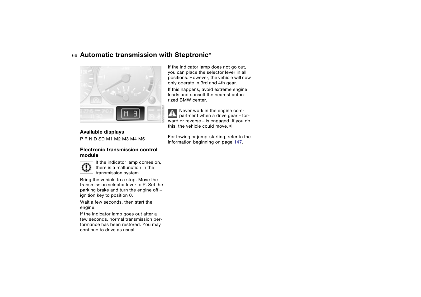 Automatic transmission with steptronic | BMW 330XI User Manual | Page 66 / 166