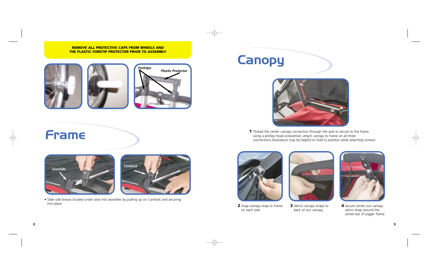 Frame, Canopy | Baby Jogger Double Jogging User Manual | Page 3 / 9
