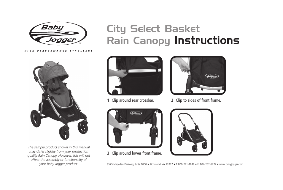 Baby Jogger City Select Basket User Manual | 1 page