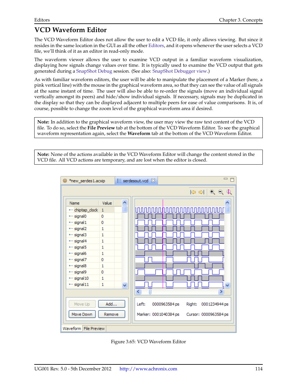 Vcd waveform editor, 15 vcd waveform editor | Achronix ACE Version 5.0 User Manual | Page 126 / 389