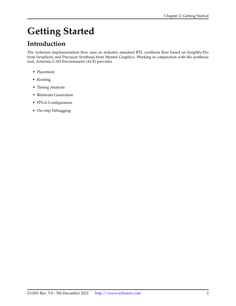 Getting started, Introduction | Achronix ACE Version 5.0 User Manual | Page 14 / 389