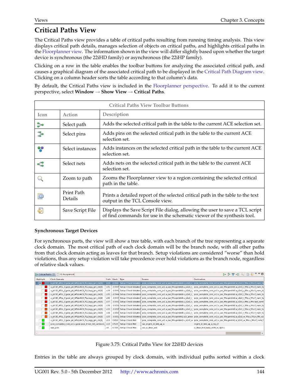 Critical paths view | Achronix ACE Version 5.0 User Manual | Page 156 / 389
