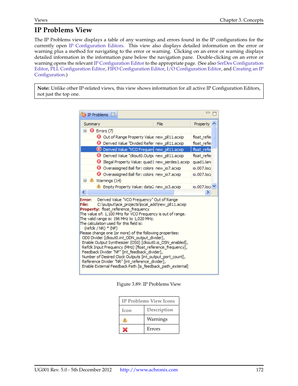Ip problems view, 19 ip problems view, Problems view | Achronix ACE Version 5.0 User Manual | Page 184 / 389