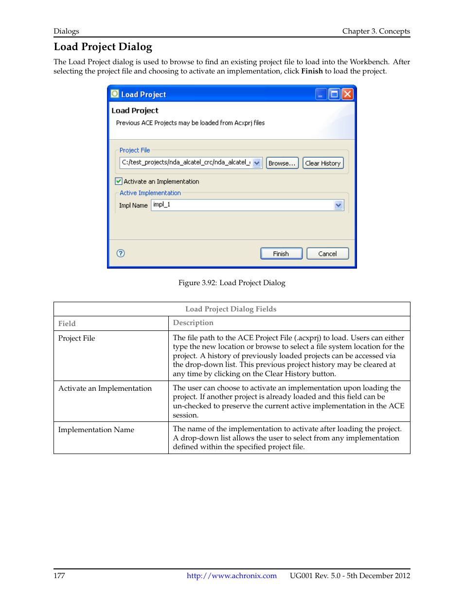 Load project dialog | Achronix ACE Version 5.0 User Manual | Page 189 / 389