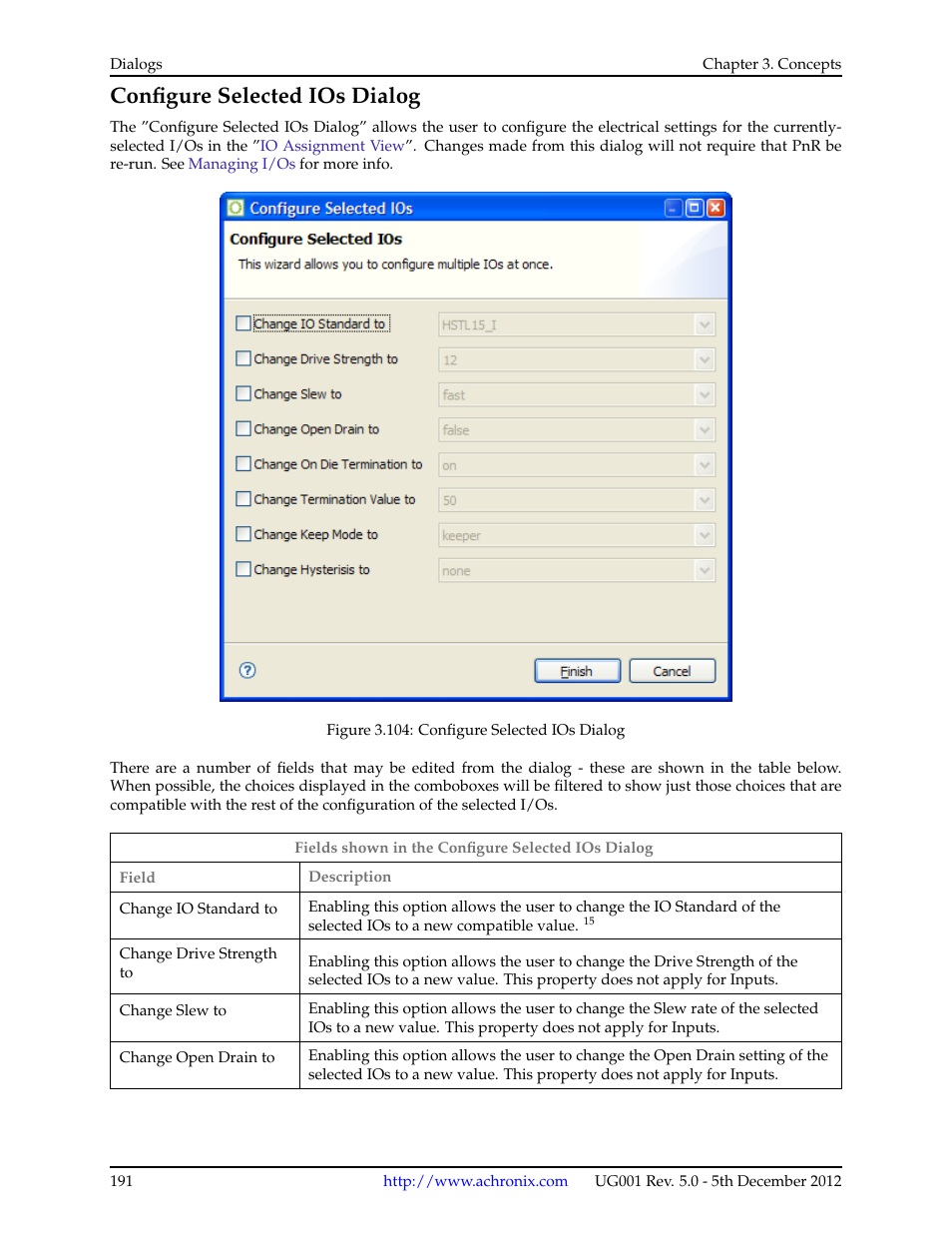 Configure selected ios dialog, 13 configure selected ios dialog, Configure | Selected ios dialog | Achronix ACE Version 5.0 User Manual | Page 203 / 389