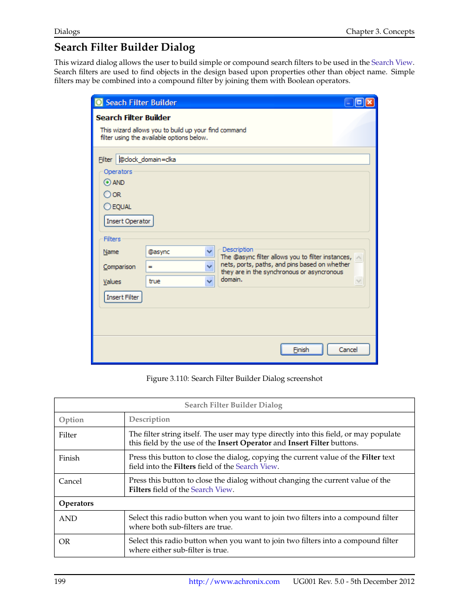 Search filter builder dialog, 19 search filter builder dialog | Achronix ACE Version 5.0 User Manual | Page 211 / 389