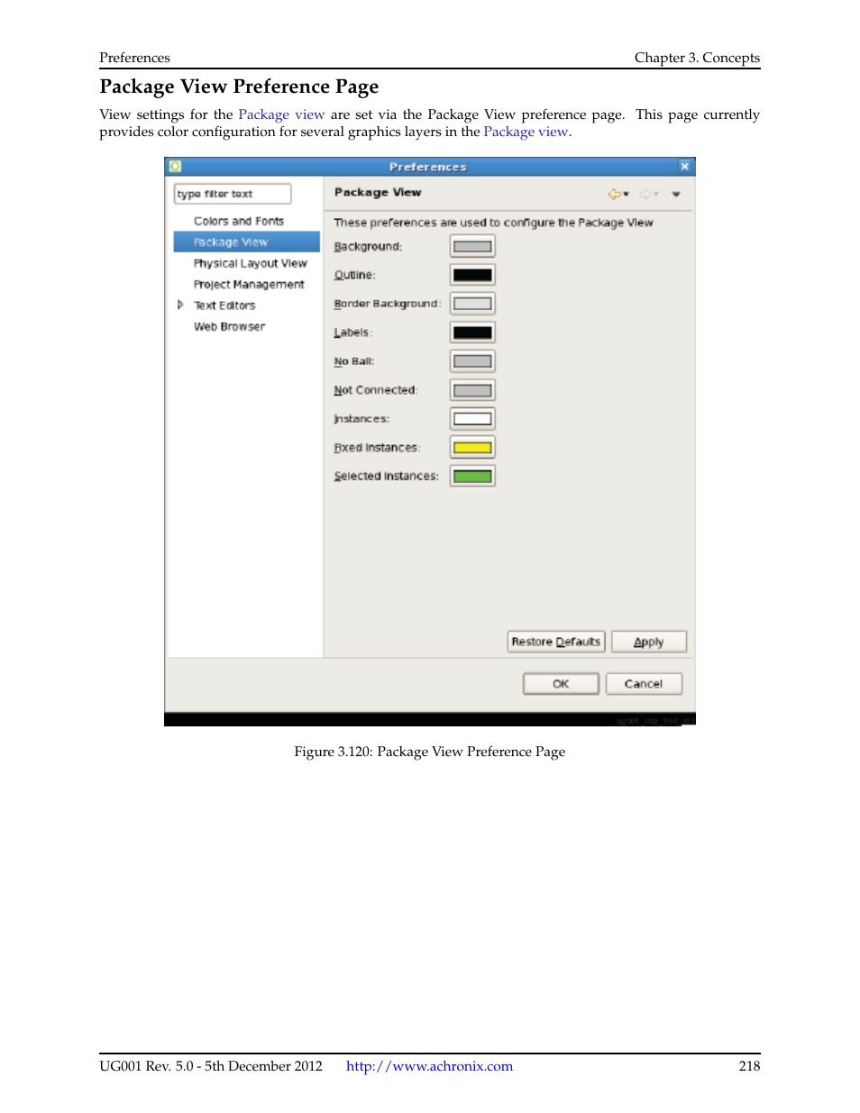 Package view preference page | Achronix ACE Version 5.0 User Manual | Page 230 / 389