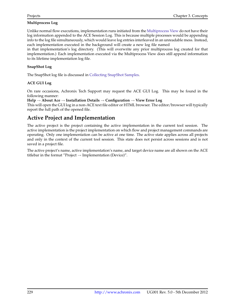 Active project and implementation, Activates, Active | Implementation, Active implementation, Active project implementation, Project | Achronix ACE Version 5.0 User Manual | Page 241 / 389