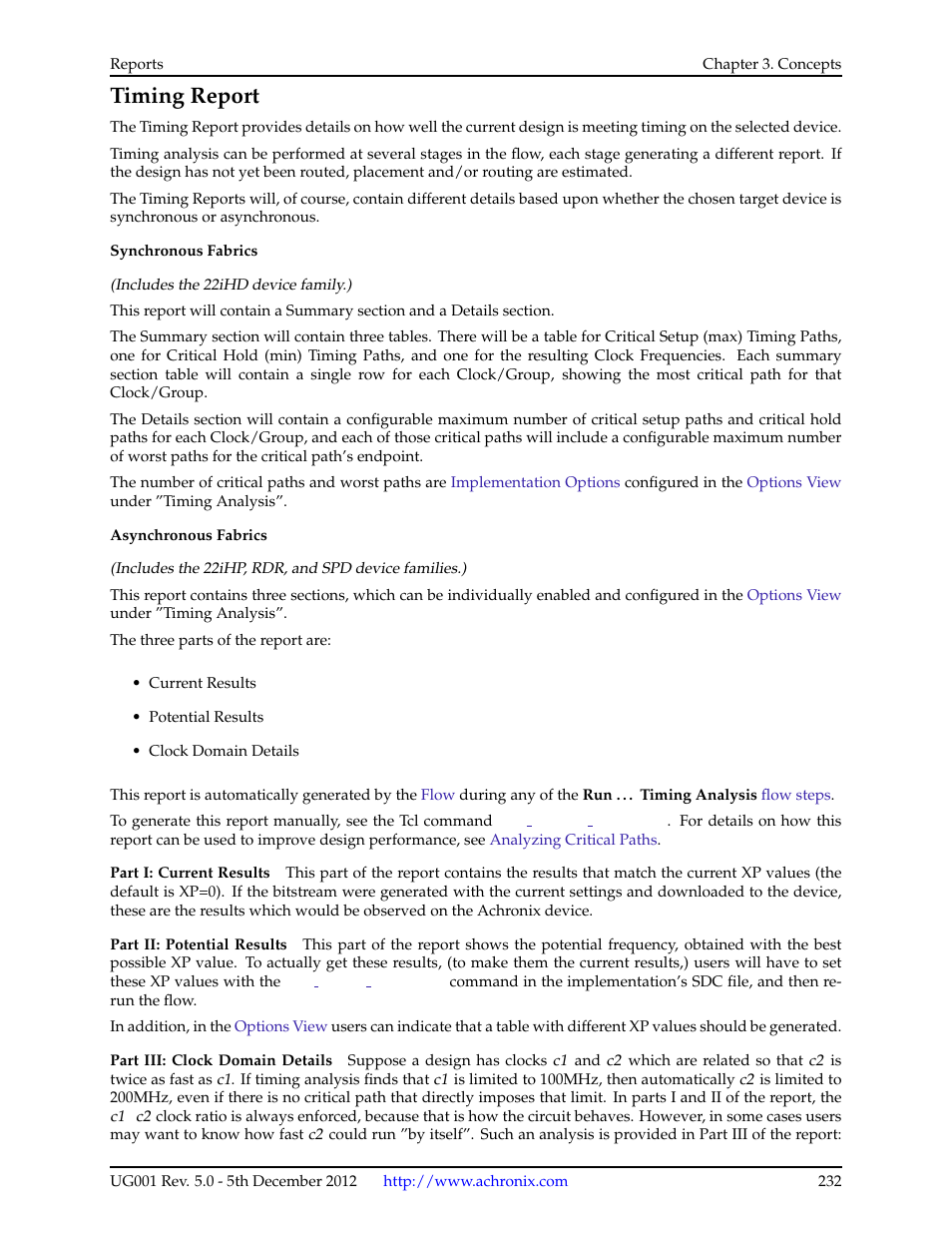 Timing report, 4 timing report | Achronix ACE Version 5.0 User Manual | Page 244 / 389