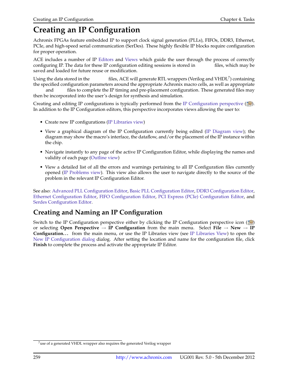 Creating an ip configuration, Creating and naming an ip configuration, Creating an ip | Configuration | Achronix ACE Version 5.0 User Manual | Page 271 / 389