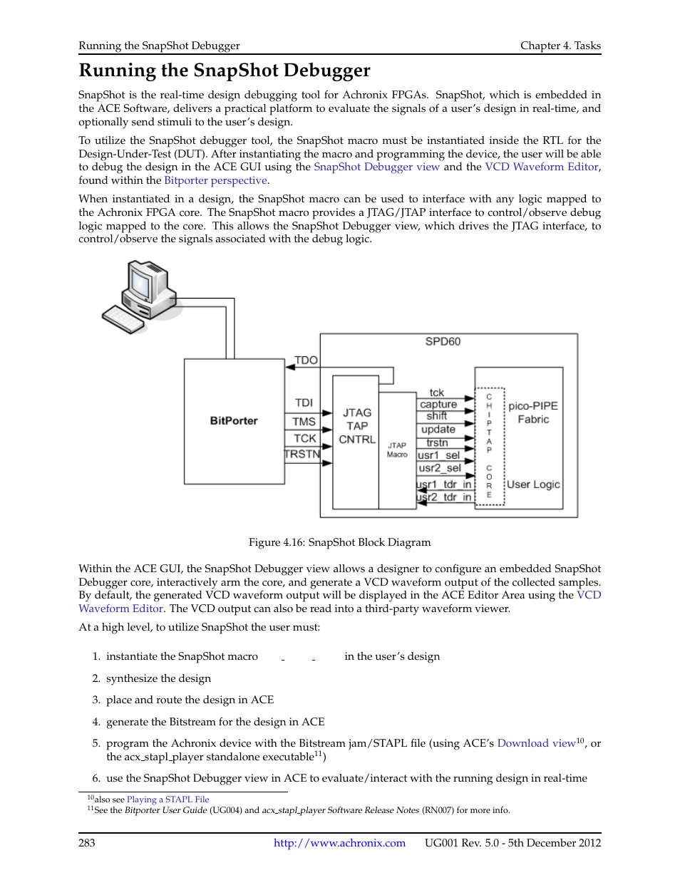 Running the snapshot debugger, 13 running the snapshot debugger | Achronix ACE Version 5.0 User Manual | Page 295 / 389