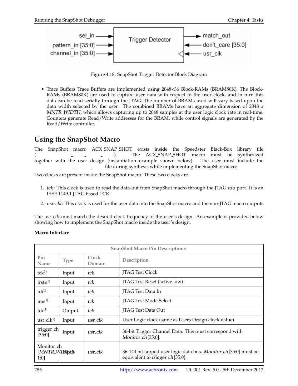 Using the snapshot macro, 2 using the snapshot macro | Achronix ACE Version 5.0 User Manual | Page 297 / 389
