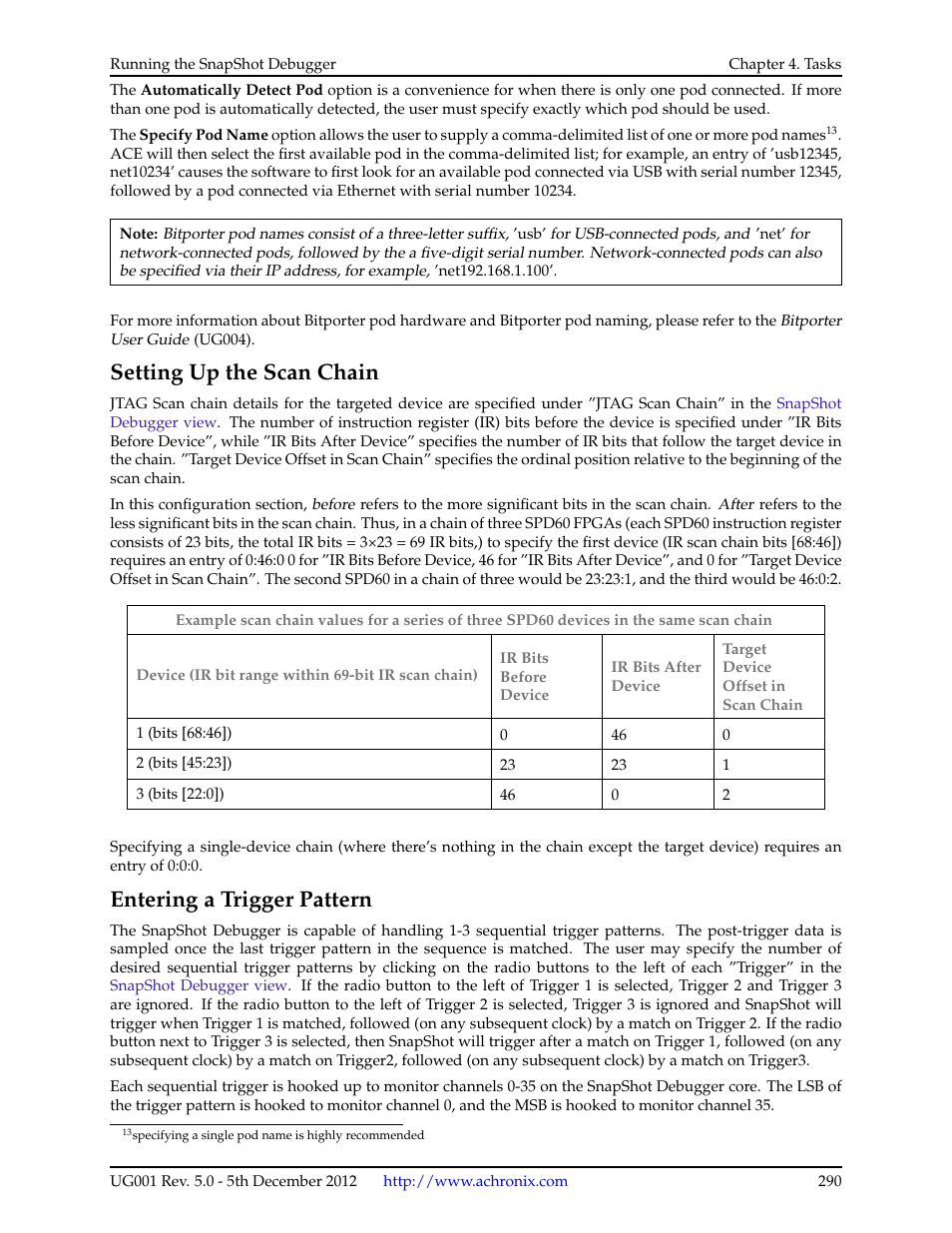 Setting up the scan chain, Entering a trigger pattern, 4 setting up the scan chain | 5 entering a trigger pattern | Achronix ACE Version 5.0 User Manual | Page 302 / 389