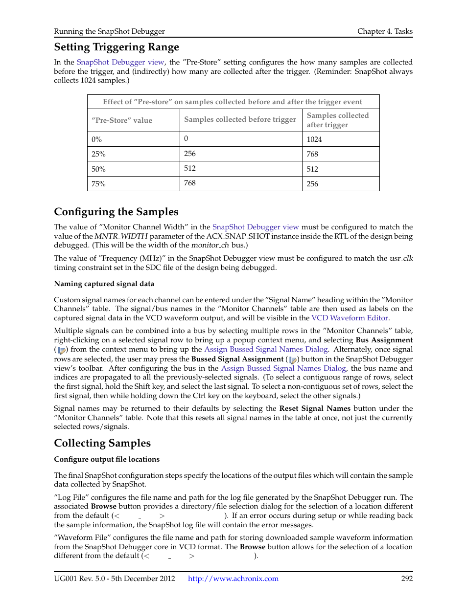 Setting triggering range, Configuring the samples, Collecting samples | 7 setting triggering range, 8 configuring the samples, 9 collecting samples | Achronix ACE Version 5.0 User Manual | Page 304 / 389