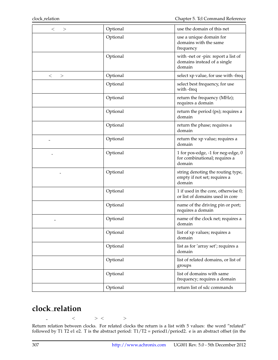 Clock_relation, 18 clock relation, Clock relation | Achronix ACE Version 5.0 User Manual | Page 319 / 389