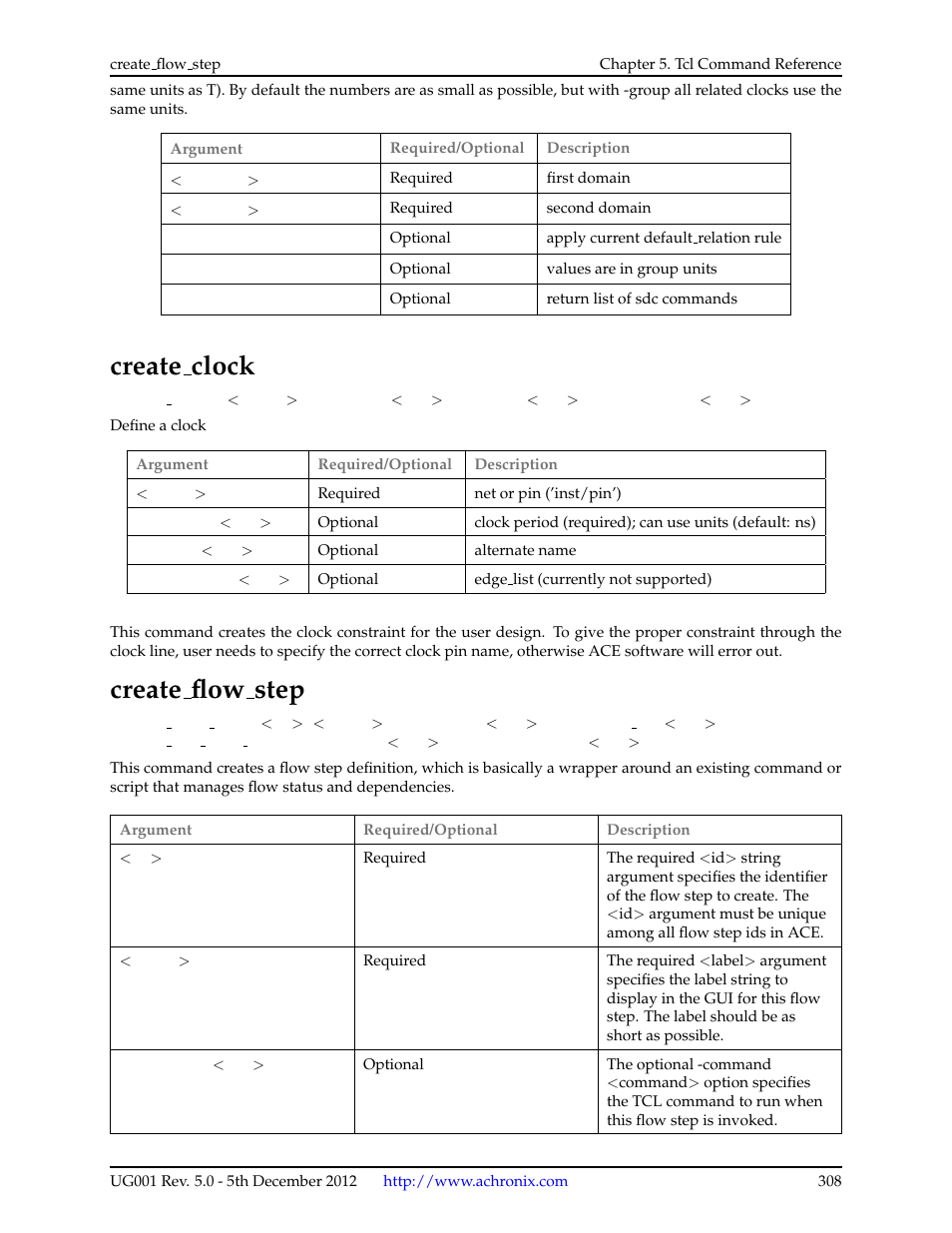 Create_clock, Create_flow_step, 19 create clock | 20 create flow step, Create clock, Create flow step | Achronix ACE Version 5.0 User Manual | Page 320 / 389