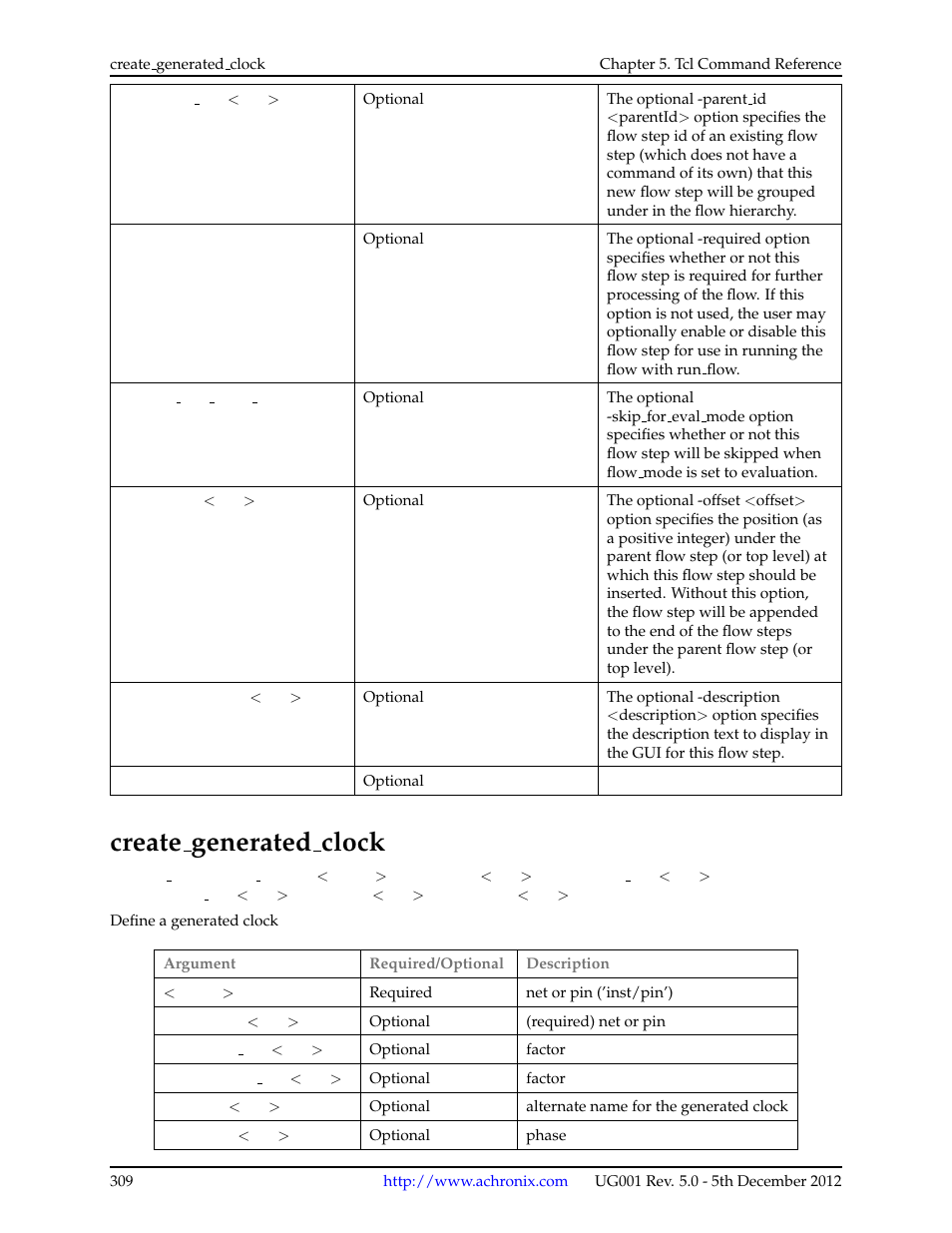 Create_generated_clock, 21 create generated clock, Create generated clock | Achronix ACE Version 5.0 User Manual | Page 321 / 389