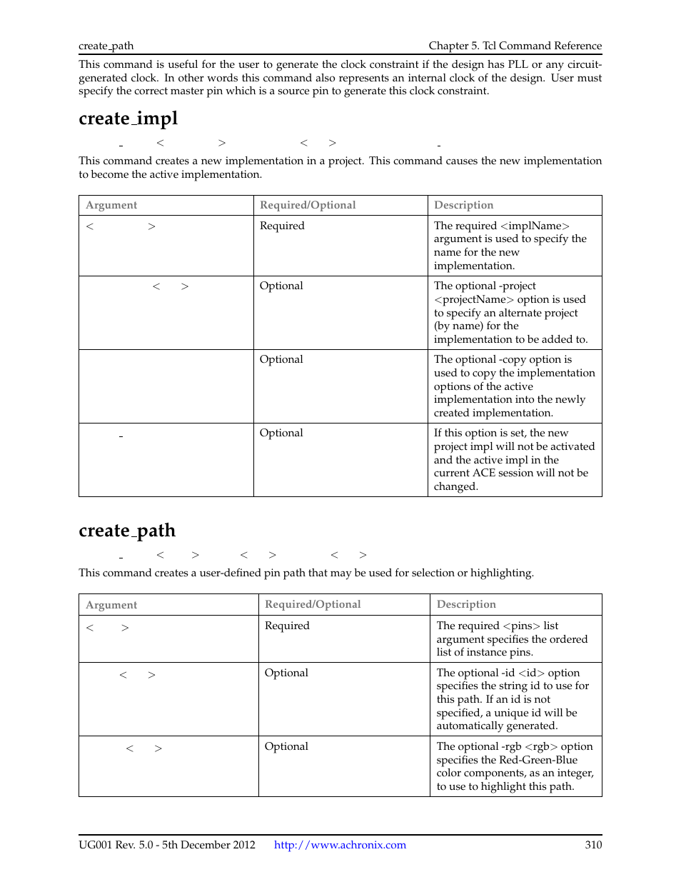 Create_impl, Create_path, 22 create impl | 23 create path, Create impl, Create path | Achronix ACE Version 5.0 User Manual | Page 322 / 389