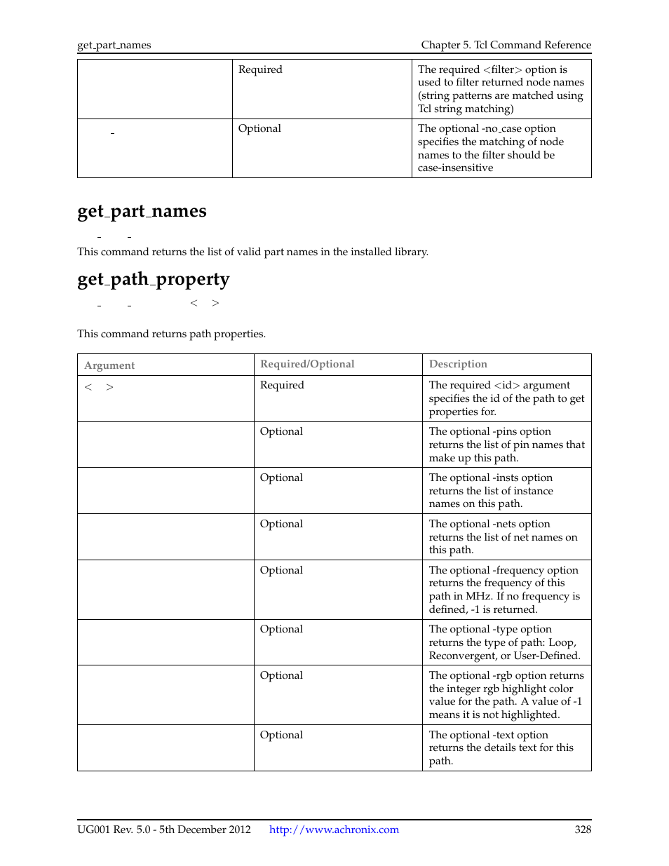 Get_part_names, Get_path_property, 60 get part names | 61 get path property, Get part names, Get path property | Achronix ACE Version 5.0 User Manual | Page 340 / 389