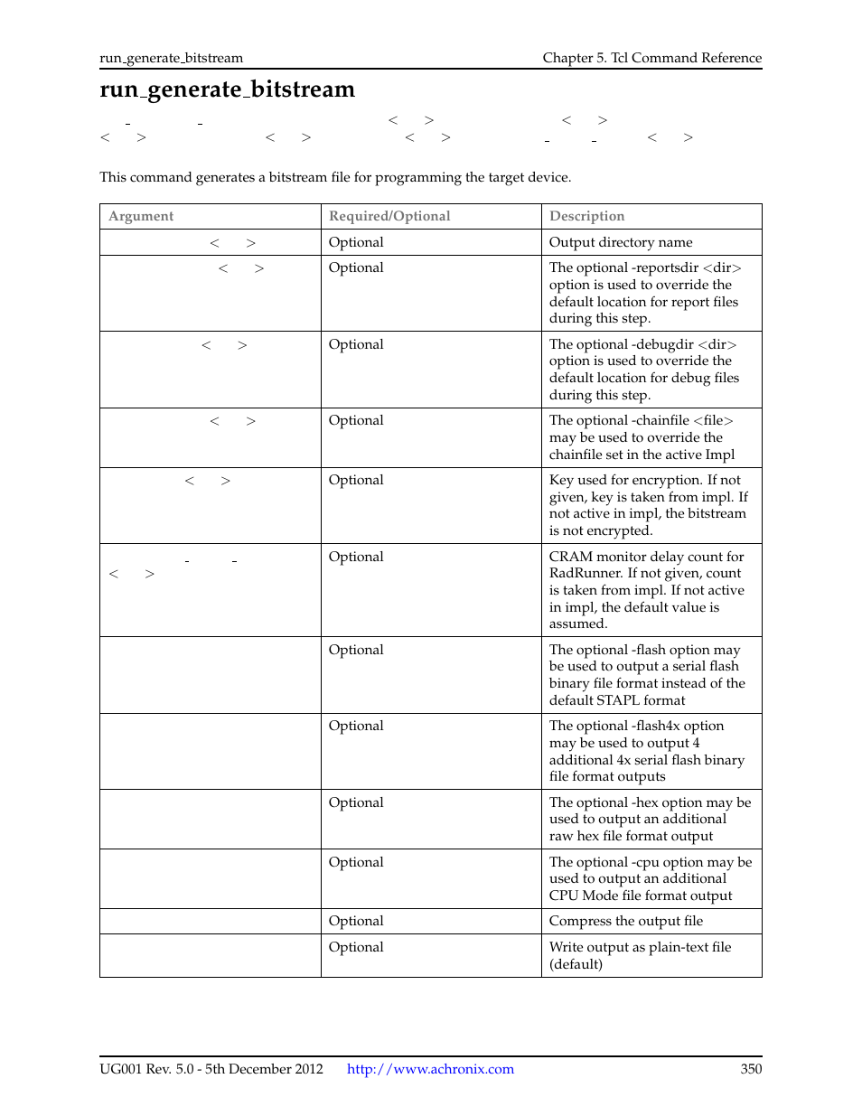 Run_generate_bitstream, 118run generate bitstream, Run generate bitstream | Achronix ACE Version 5.0 User Manual | Page 362 / 389