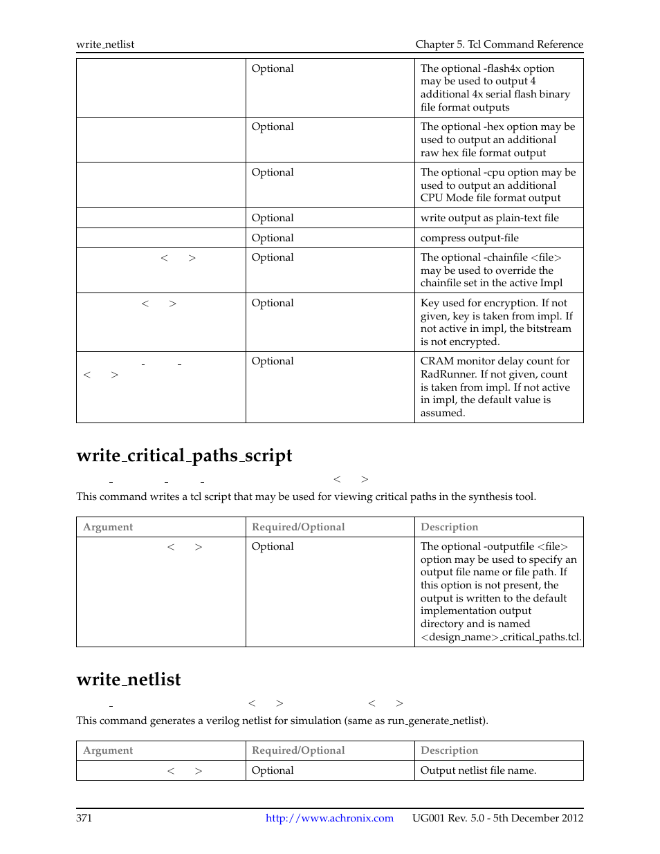 Write_critical_paths_script, Write_netlist, 159write critical paths script | 160write netlist, Write critical paths script, Write netlist | Achronix ACE Version 5.0 User Manual | Page 383 / 389