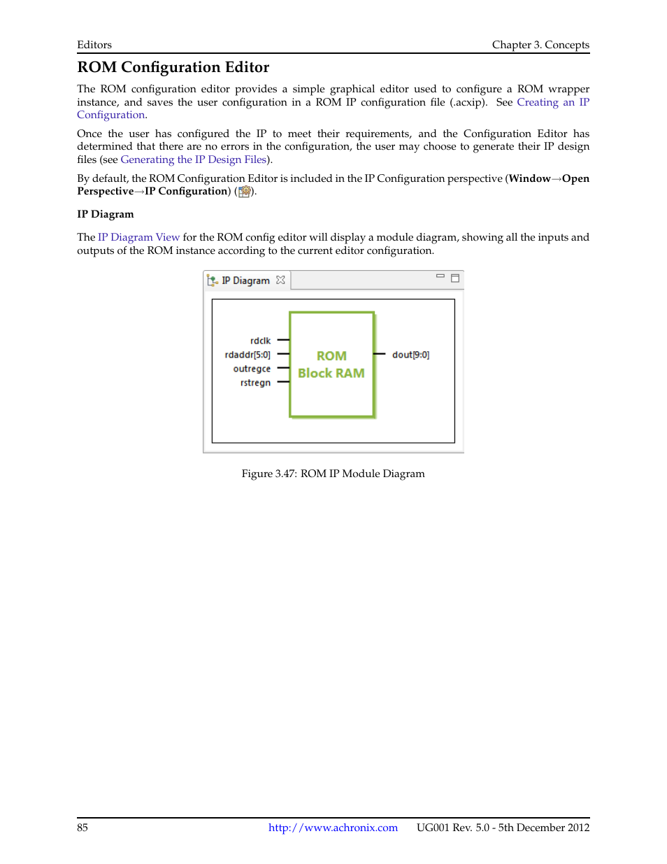 Rom configuration editor, 13 rom configuration editor | Achronix ACE Version 5.0 User Manual | Page 97 / 389