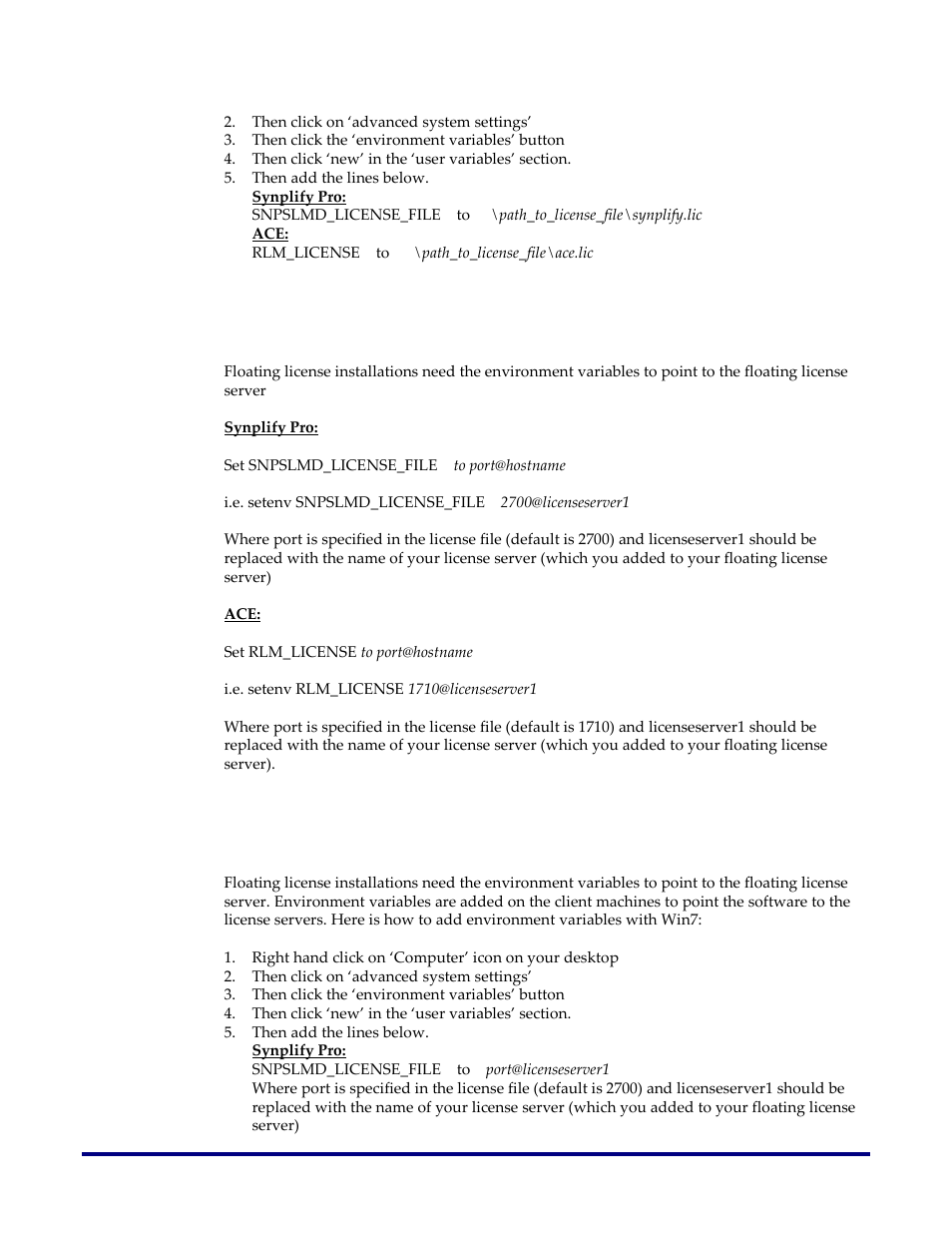 Floating (linux license server), Floating (windows license server) | Achronix ACE License & Installation User Manual | Page 12 / 14
