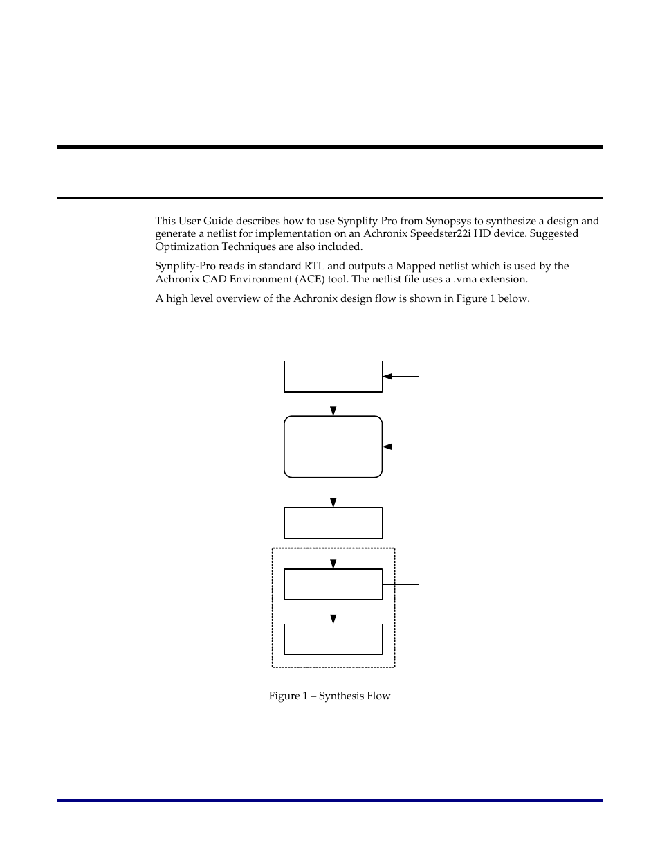 Introduction, Synthesis user guide | Achronix Synthesis User Manual | Page 3 / 17