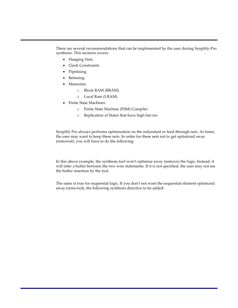 Synthesis optimization recommendations, Hanging nets | Achronix Synthesis User Manual | Page 8 / 17
