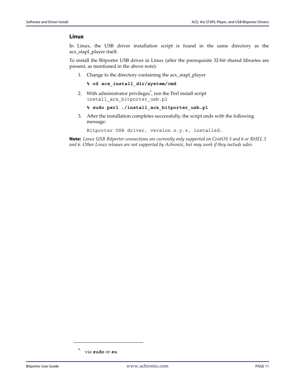 Linux | Achronix Bitporter User Manual | Page 17 / 50