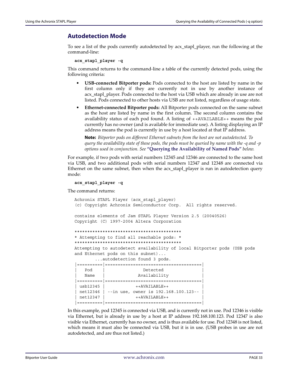 Autodetection mode | Achronix Bitporter User Manual | Page 39 / 50