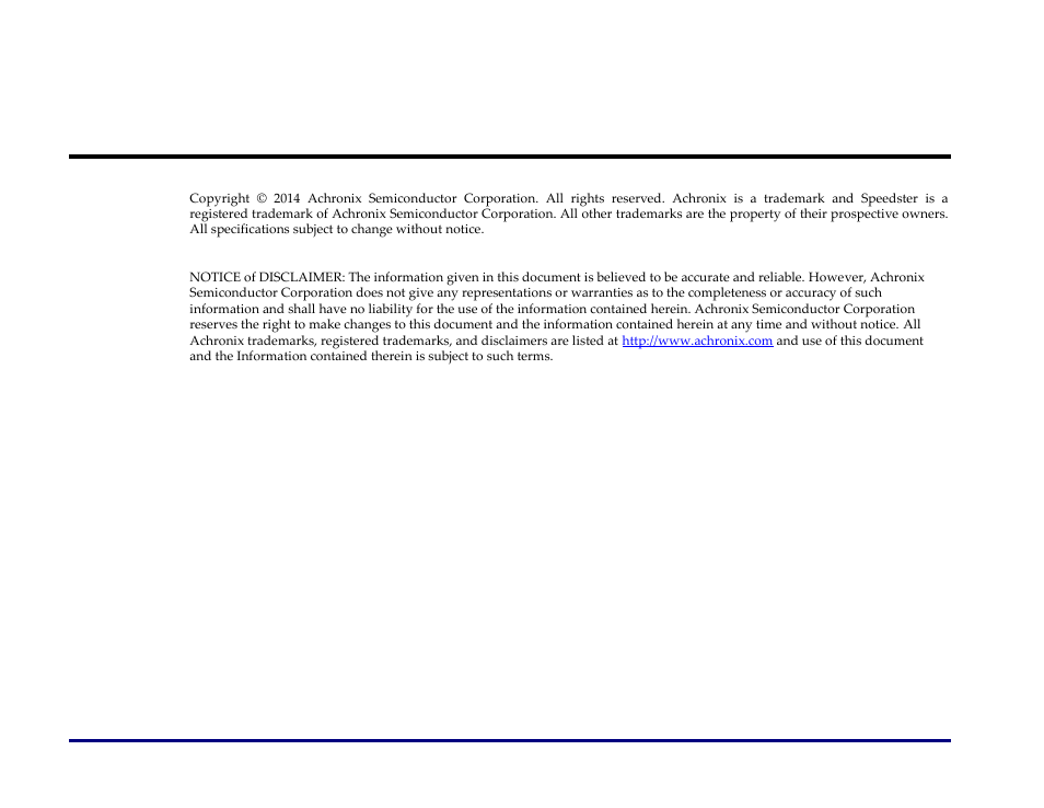 Copyright info | Achronix Speedster22i Pin Connections and Power Sequencing User Manual | Page 2 / 13