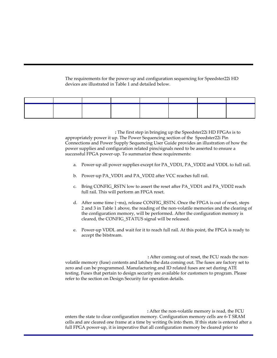 Power-up and configuration sequence, Device power-up, Read non-volatile memories | Clear configuration memory | Achronix Speedster22i Configuration User Manual | Page 5 / 20