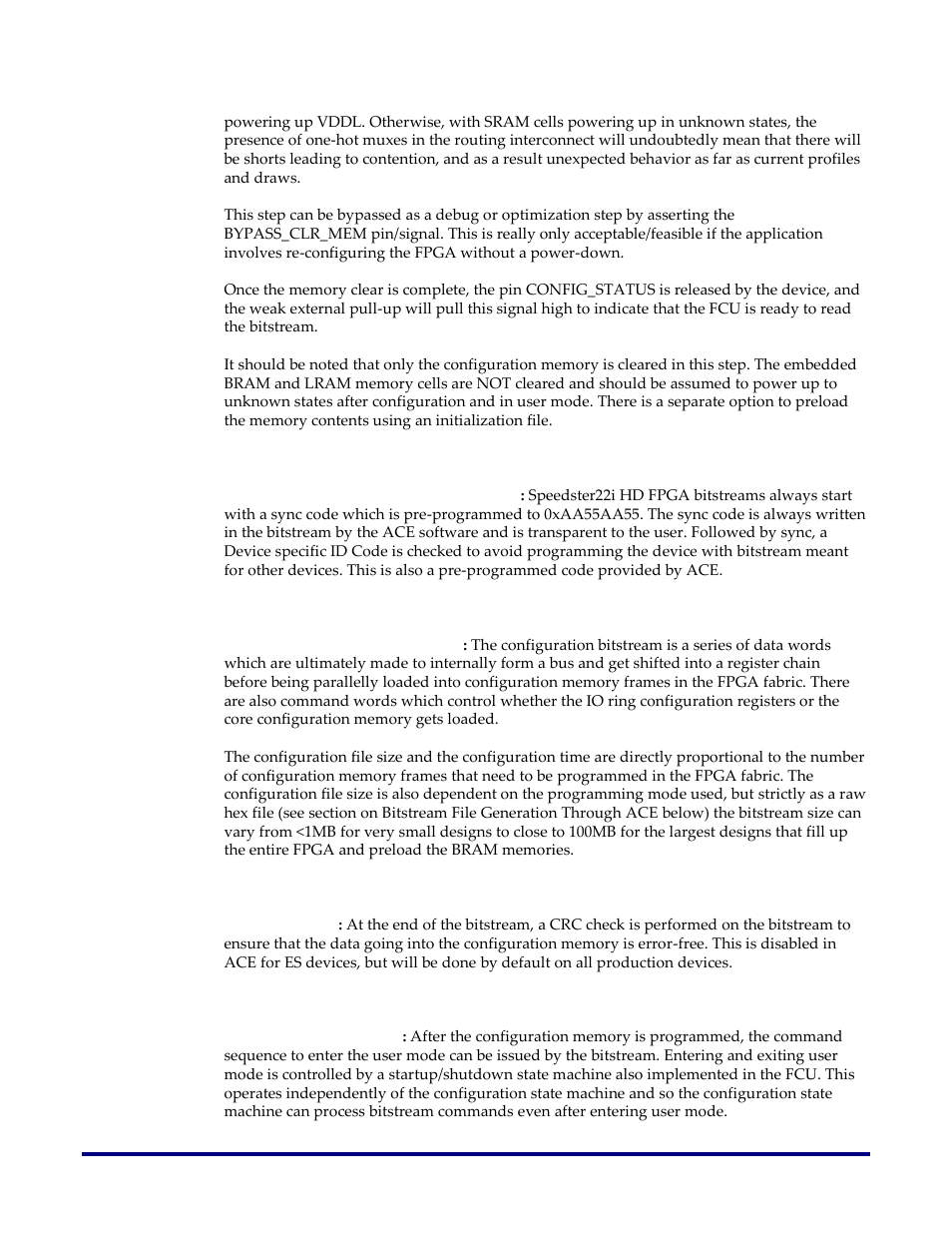 Bitstream sync and device id, Load configuration bits, Crc check | Startup sequence | Achronix Speedster22i Configuration User Manual | Page 6 / 20