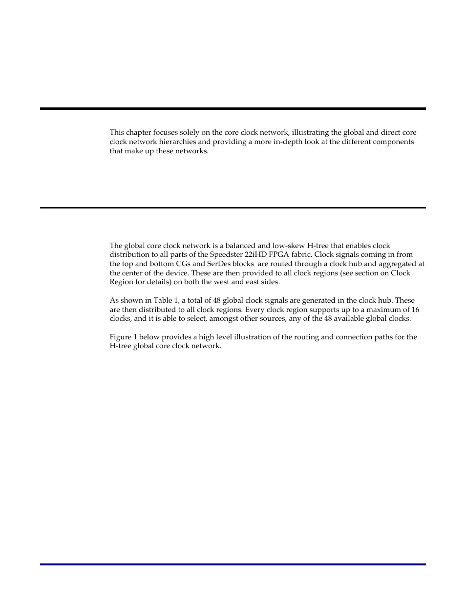 Core clock network, Global and direct core clock network, Global core clock network | Achronix Speedster22i Clock and Reset Networks User Manual | Page 7 / 28