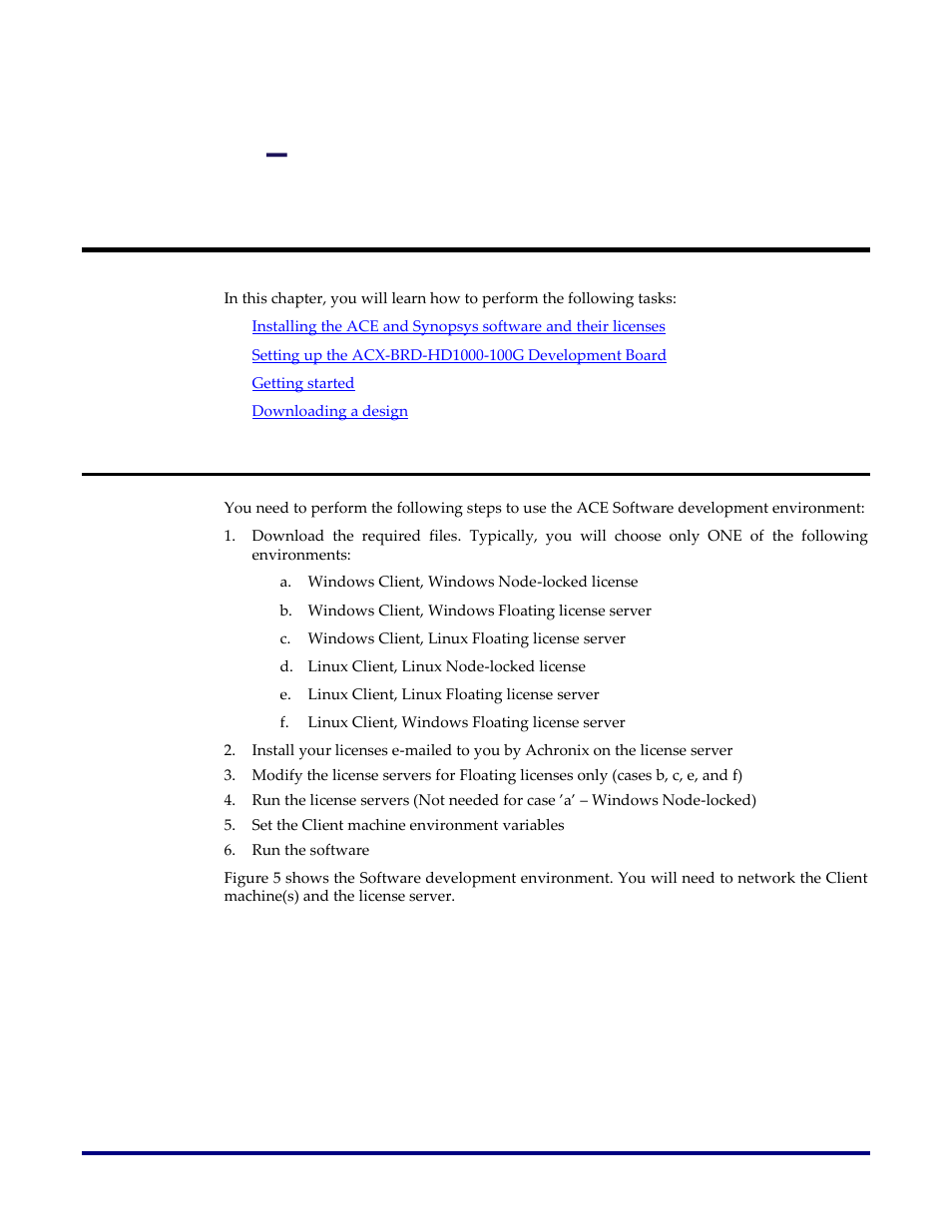 Chapter 3, Development environment setup, Chapter 3 – development environment setup | Achronix Speedster22i HD1000 Development Kit User Guide User Manual | Page 17 / 69
