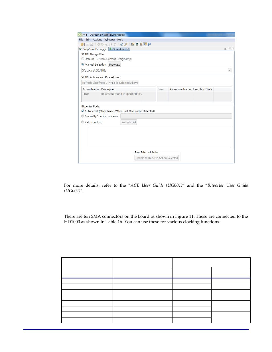 Sma connectors, Figure 13: ace gui for the bitporter pod | Achronix Speedster22i HD1000 Development Kit User Guide User Manual | Page 49 / 69