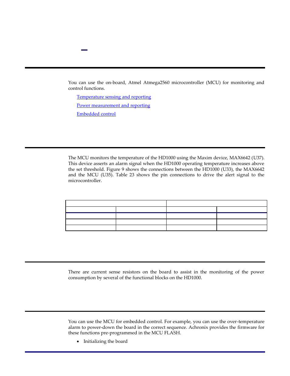 Chapter 6, Atmel microcontroller, Temperature sensing and reporting | Power measurement and reporting, Embedded control, Controller, Chapter 6 – atmel microcontroller | Achronix Speedster22i HD1000 Development Kit User Guide User Manual | Page 55 / 69