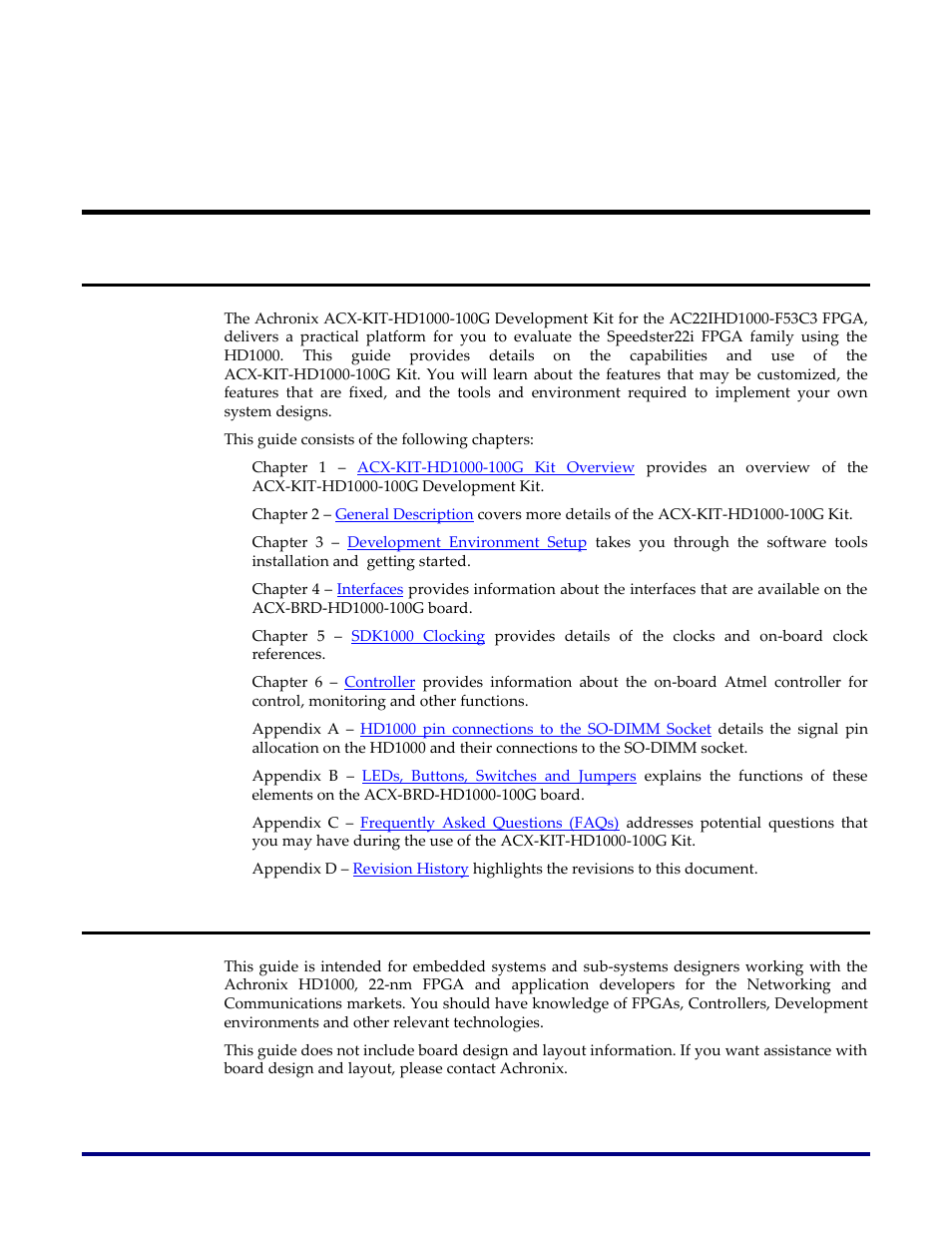 Preface, About this guide, Target readership (or audience) | Achronix Speedster22i HD1000 Development Kit User Guide User Manual | Page 8 / 69