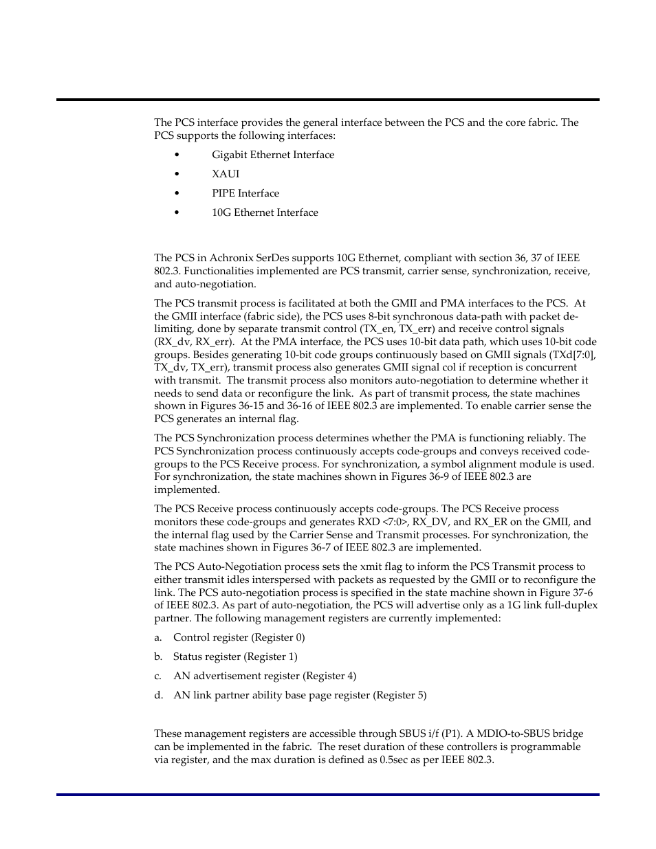 Pcs interface, Gigabit ethernet interface | Achronix Speedster22i SerDes User Manual | Page 33 / 113